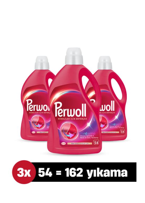 Perwoll Hassas Sıvı Çamaşır Deterjanı Renkliler 2.97L x 3'lü Set (162 Yıkama)