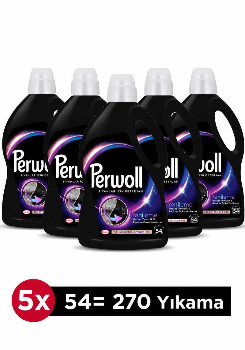 Perwoll Siyahlar ve Koyu Renkliler Yenileme & Hassas Sıvı Çamaşır Deterjanı 2.97L 5'li Set