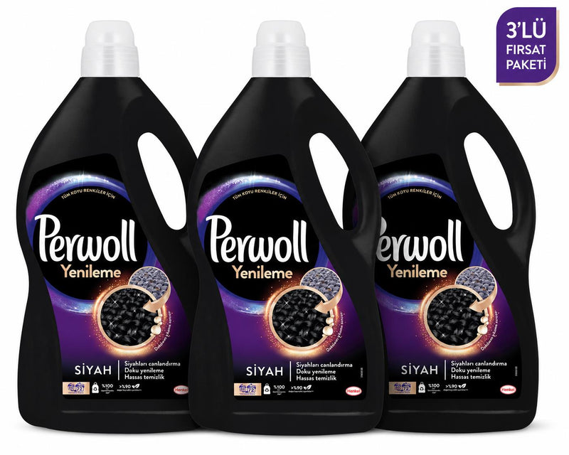 Perwoll Yenileme Siyah Sıvı Çamaşır Deterjanı 3.96L 3'lü Fırsat Paketi