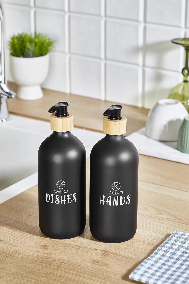 Selka Home 500 ML. 2'li Cam Mutfak Sıvı Sabunluk Seti - Selka Home | Şık tasarımlar akıllı çözümler