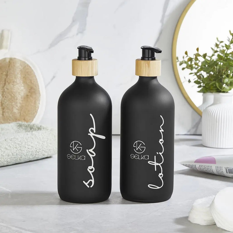 Selka Home 500 ML. Cam Sıvı Sabun ve Losyon Seti 2'li - Selka Home | Şık tasarımlar akıllı çözümler