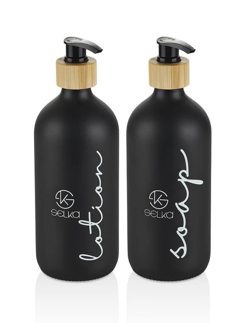 Selka Home 500 ML. Cam Sıvı Sabun ve Losyon Seti 2'li - Selka Home | Şık tasarımlar akıllı çözümler