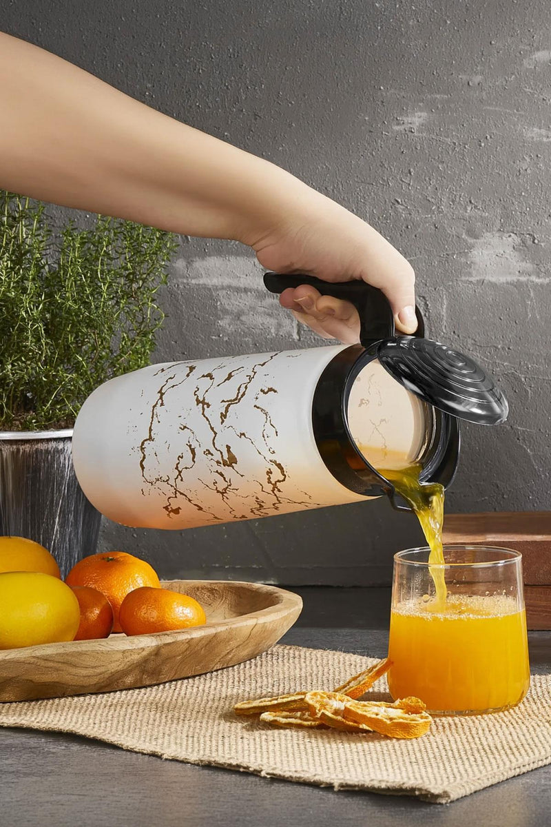 Selka Home Beyaz Mermer Desen Cam Sürahi 1500 ML