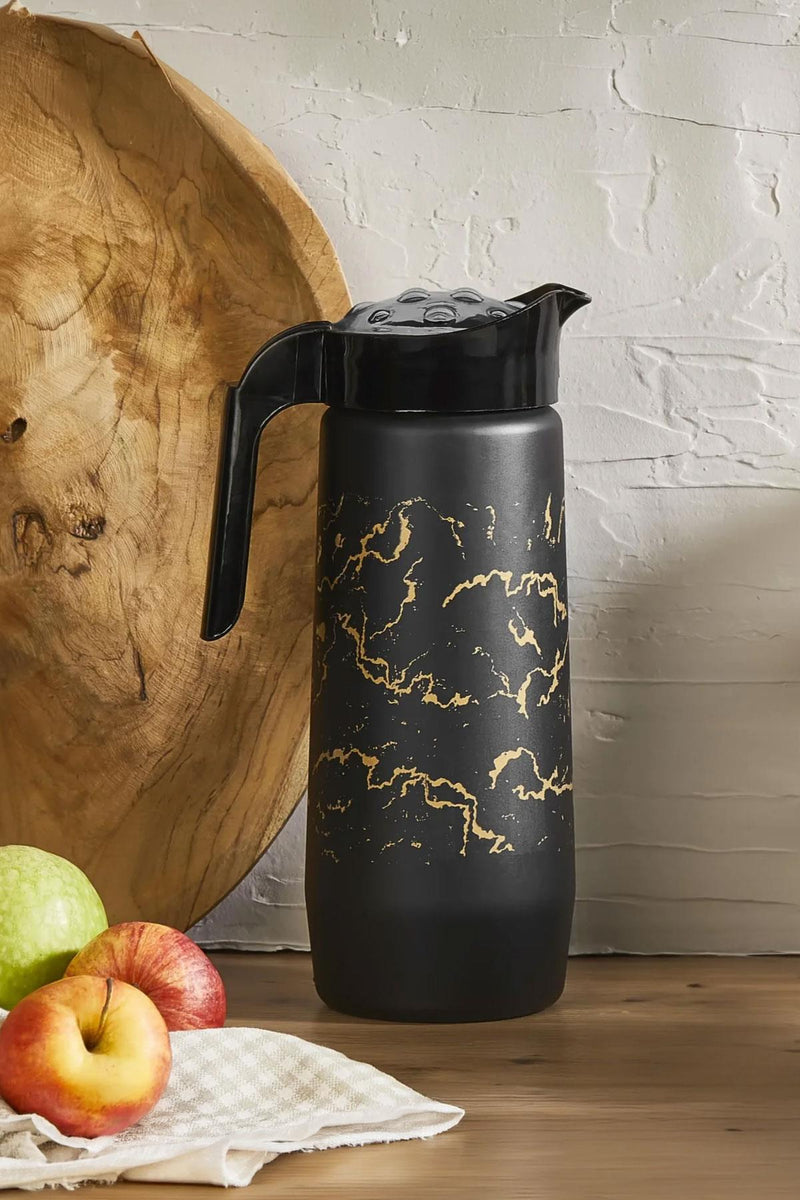 Selka Home Siyah Mermer Desen Cam Sürahi 1500 ML