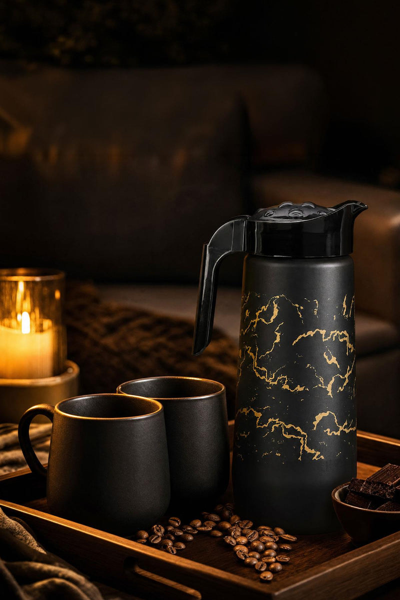 Selka Home Siyah Mermer Desen Cam Sürahi 1500 ML