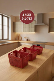 Selka Lavin 3'lü Dolap İçi Düzenleyici Bordo ( 2-4-7 Lt. ) - Selka Home | Şık tasarımlar akıllı çözümler