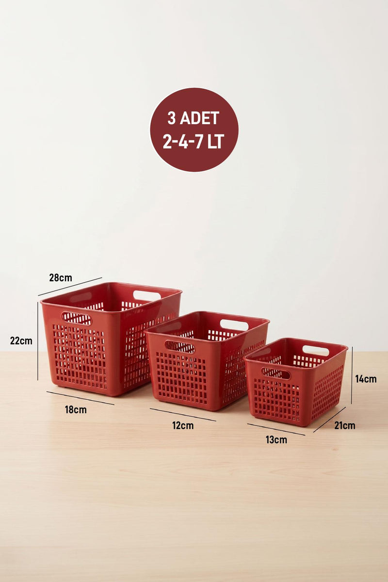Selka Lavin 3'lü Dolap İçi Düzenleyici Bordo ( 2-4-7 Lt. )