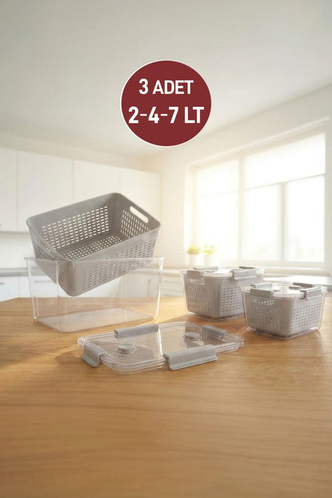 Selka Lavin 3'lü Saklama Kabı ( 2-4-7 Lt. ) - Selka Home | Şık tasarımlar akıllı çözümler