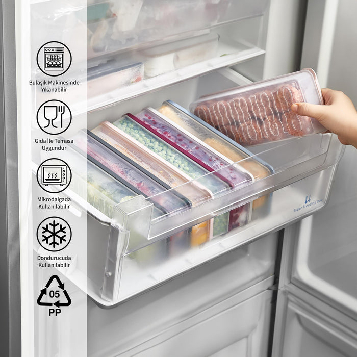 4 Adet 1 Lt. Nora Organizer Buzdolabı Buzluk Düzenleyici Saklama Kabı