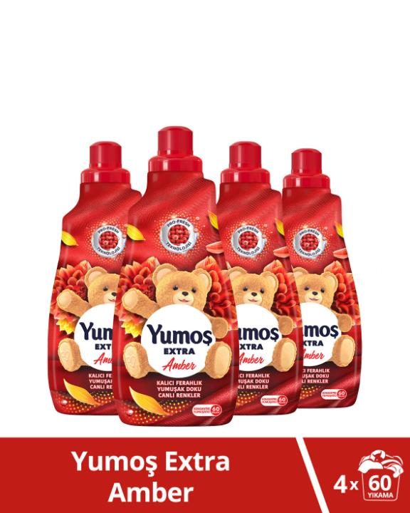 Yumoş Extra Konsantre Çamaşır Yumuşatıcısı Amber 1440 ml 60 Yıkama 4 adet